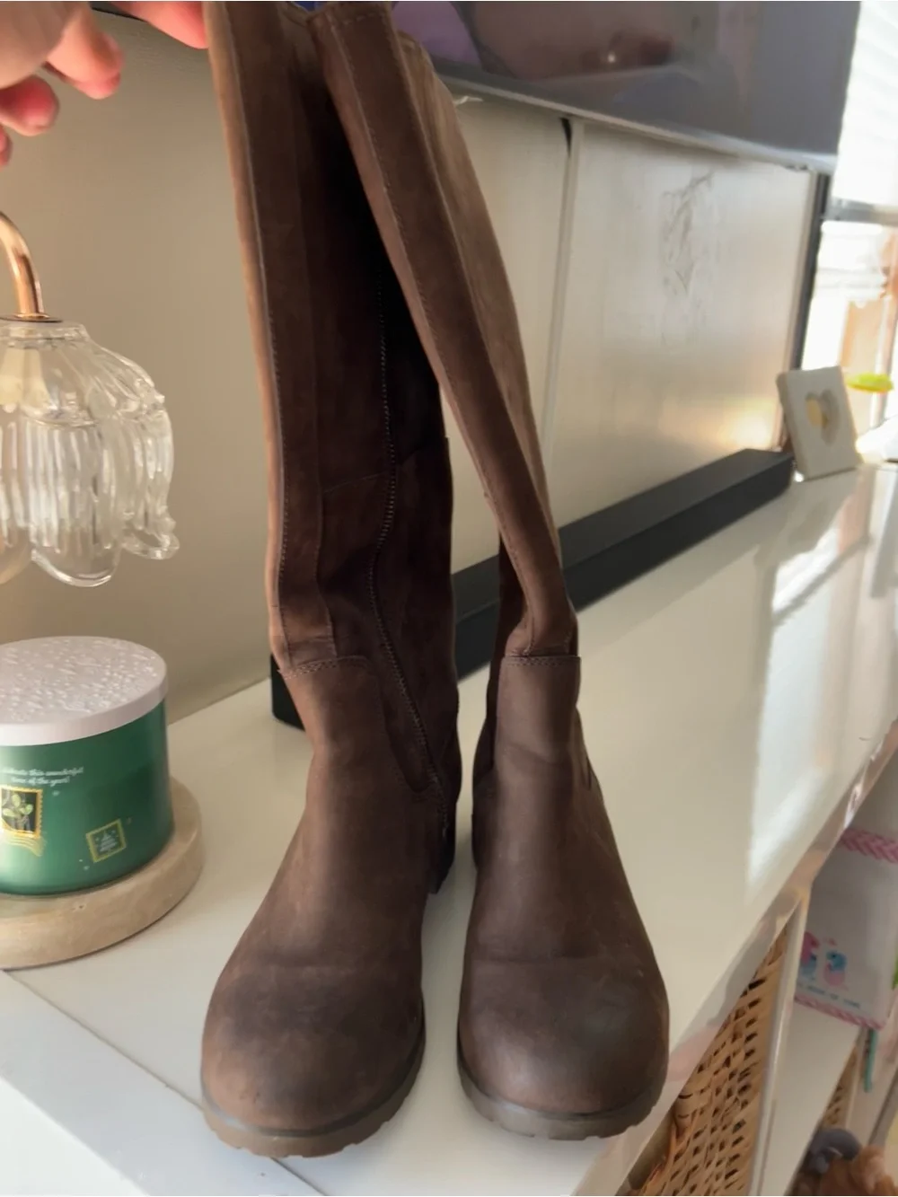 Timberland Dark Brown Suede Over-the-Knee Zip Boots